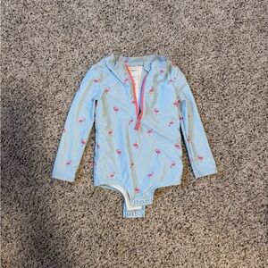 Carter's long sleeve swimsuit, flamingos, 3T